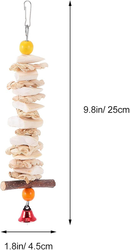 balacoo Parrot Bite Toy Hanging Cuttlebone Chew Calcium Molar String for Small Birds Pet Training and Play 9.84X1.77X1.18In