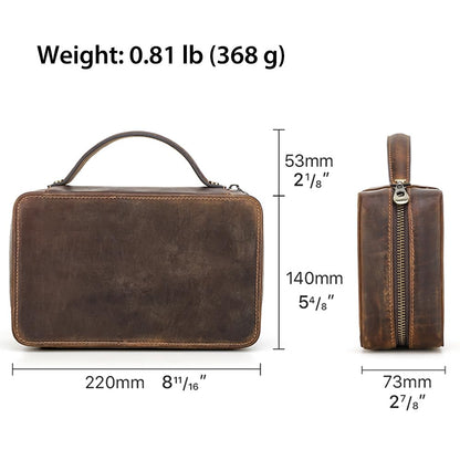 CONTACTS Pipe Tobacco Pouch with Pipe Stand Full Grain Leather Tobacco Pipe Accessories Bag Handmade Travel Organizer for 2 Pipes, Lighter, Cigarette