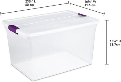 Sterilite 18-Pack 66 Quart ClearView Latch Box, Stackable Organizer Bins with Latching Lids - Clear Plastic Organization Containers for Closet, Bedroom, Shelving Units and Everyday Home Storage