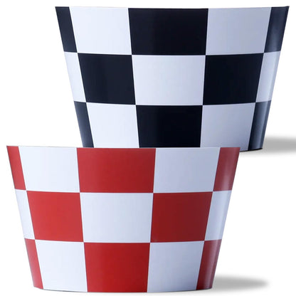 Race-Themed Checkered Cupcake Wrappers, Set of 42 - Red Checkered and Black and White Checker Pattern Cupcake Wrappers for Race Car Party Supplies by Pretty Cute Studios
