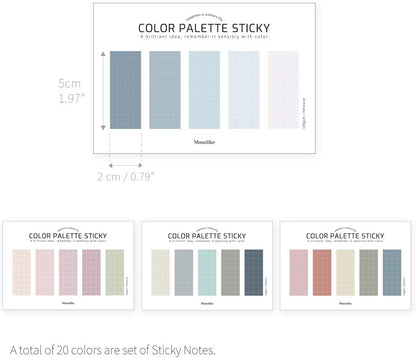 Monolike Color Palette Sticky Grid 500 D Set 4p - Self-Adhesive Memo Pad 30 Sheets