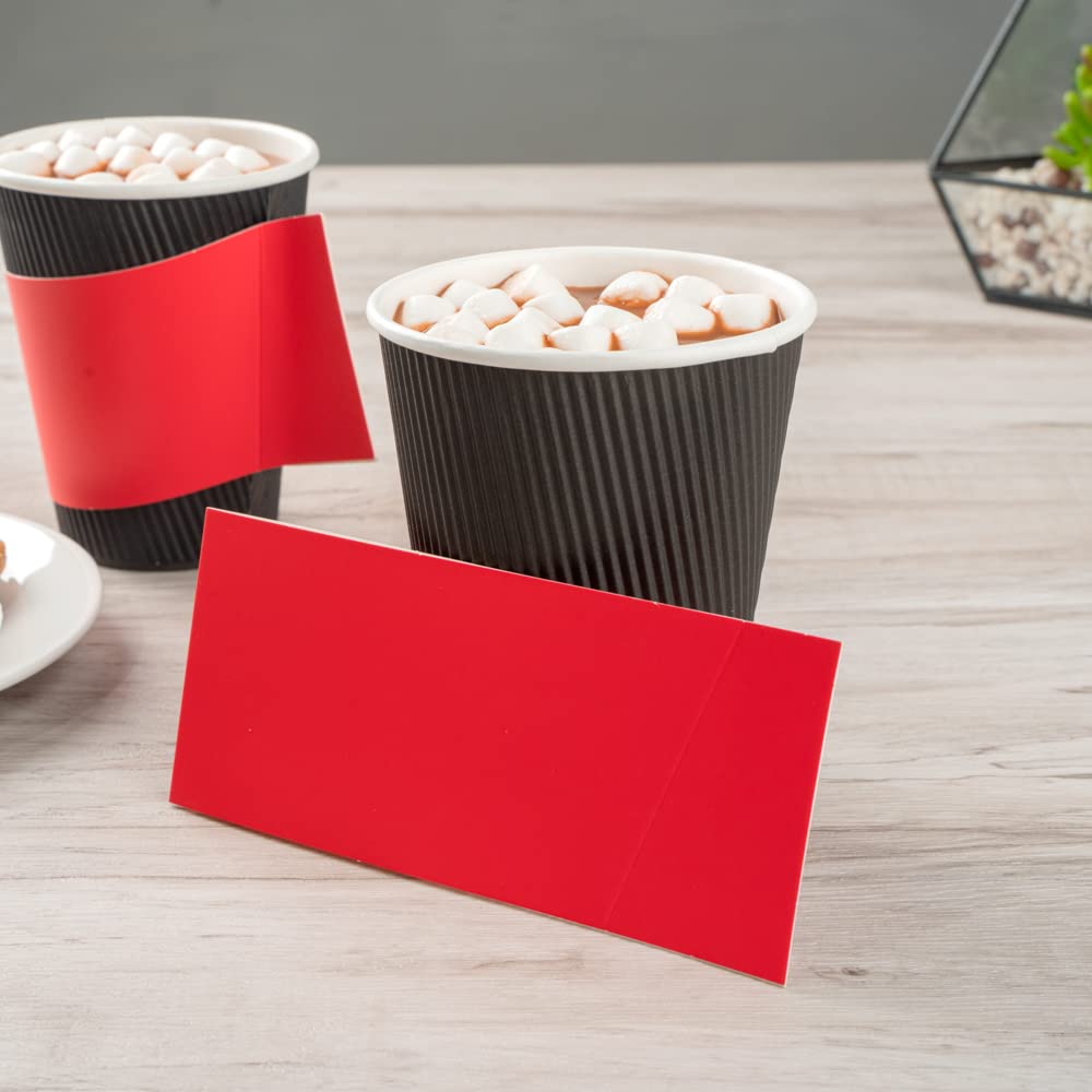 Restaurantware Coffee Cup Sleeves 50 Pack Fits 12, 16, 20 oz Coffee Cups with Handle Disposable Hot Drink Sleeves Secure Grip Heat-Resistant Jacket for Tea, and Beverages
