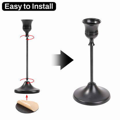 Sunnyfuture Candlestick Holders, 12PCS Taper Candle Holder for Candlesticks, Black Candle Holders for Table Centerpiece, Wedding, Party