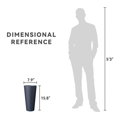 Kante Tall Concrete Planter (Set of 2), 15.8 Inch Height Large Flower Pot for Indoor Outdoor Plants, Suitable for Home, Patio, Garden, Porch, Charcoal