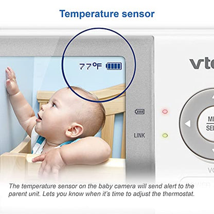 VTech VM923 Baby Monitor, 2.8” Screen, Pan-Tilt-Zoom, 1000ft Long Range, Night Vision, 2-Way Audio, Temperature Sensor, Lullabies, Secure Transmission No WiFi