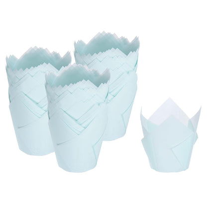 HARFINGTON 150pcs Tulip Cupcake Liners Greaseproof Baking Cups Paper Cupcake Wrappers Holders for Parties Weddings Birthdays, Blue