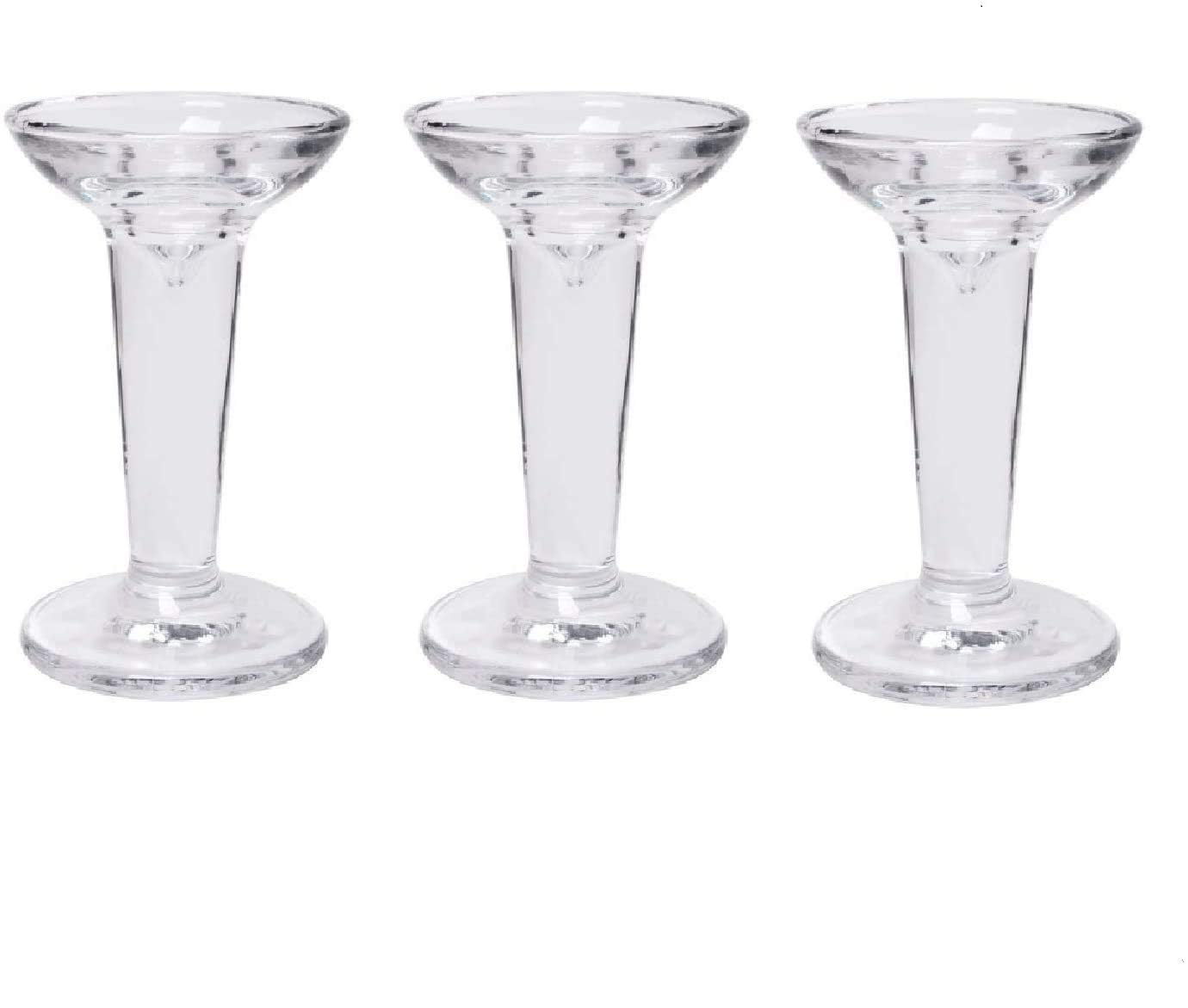 Hosley Classic Glass Taper Candle Holders Elegant Decorative Candle Stands 5" High Set of 3