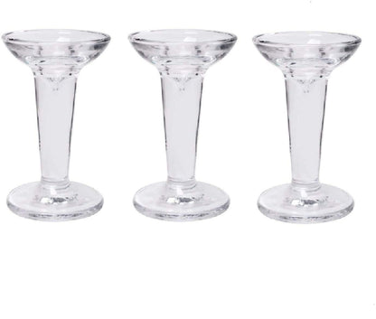 Hosley Classic Glass Taper Candle Holders Elegant Decorative Candle Stands 5" High Set of 3
