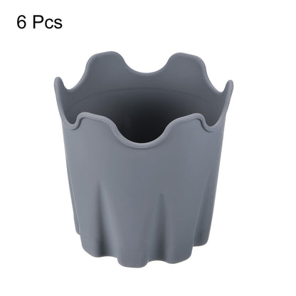 PATIKIL Silicone Plant Pot 4", 6 Pack Round Flower Planter Decorative Container for Indoor Outdoor Gardening, Gray