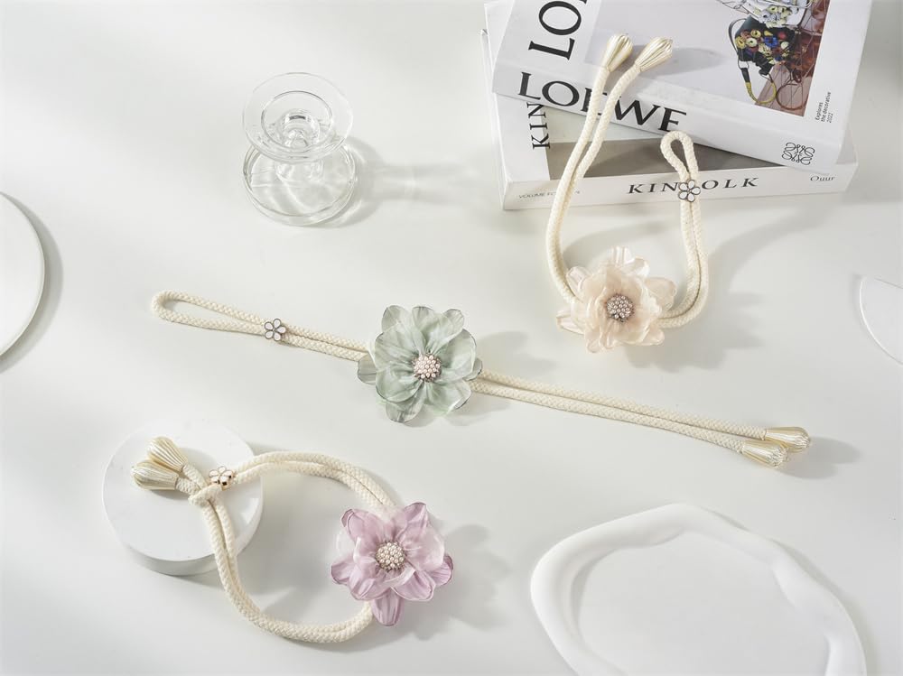 SUQ I OME Lotus Flower Curtain tiebacks holdbacks Holder for Curtain Decoration in Summer for Bedroom Decorations (Green)
