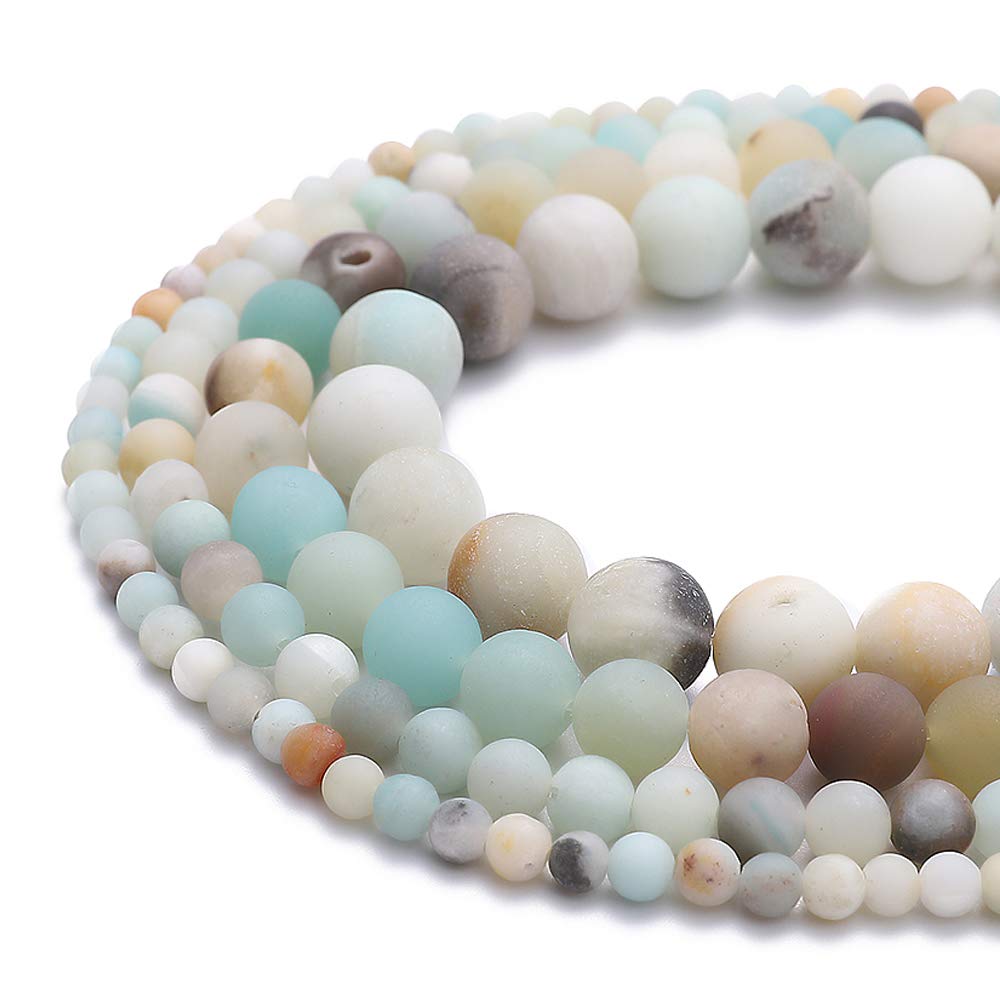 BEADIA Natural Matte Amazonite Jade Stone Round Loose Semi Gemstone Beads for Jewelry Making 6MM 61PCS