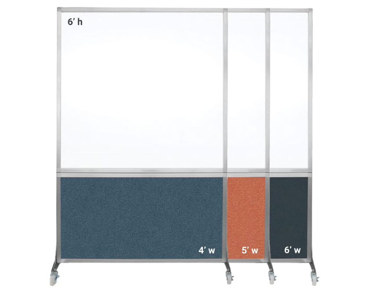 DivideWrite Mobile Whiteboard | Double Sided Dry Erase Board | Portable Office Cubicle Partition | Display for Classrooms, Conference Rooms, Meeting Areas and More | Royal Blue 4' Wide X 6' Tall