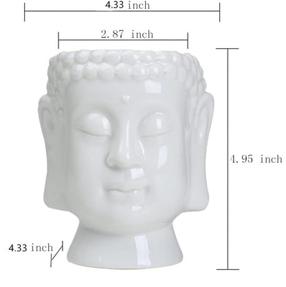 FIRSTONE Buddha Head Planter Ceramic Flower Pot Planters for Home Garden Ofiice Desk Decor
