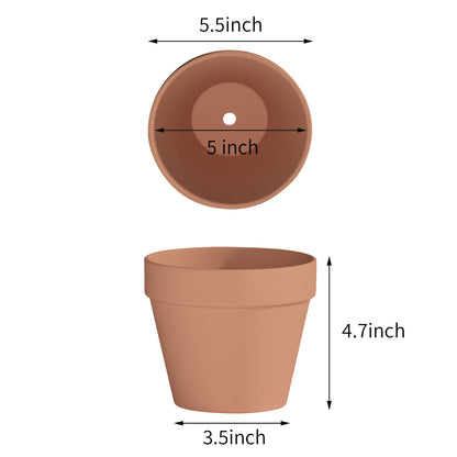 Fcacti 5.5 Inch Clay Pot for Plant with Drainage Hole - 8 Pack Large Terra Cotta Plant Pot, Clay Ceramic Pottery Planter Cactus Flower Pots Succulent Pot, Terracotta Pot for Indoor Outdoor Plant