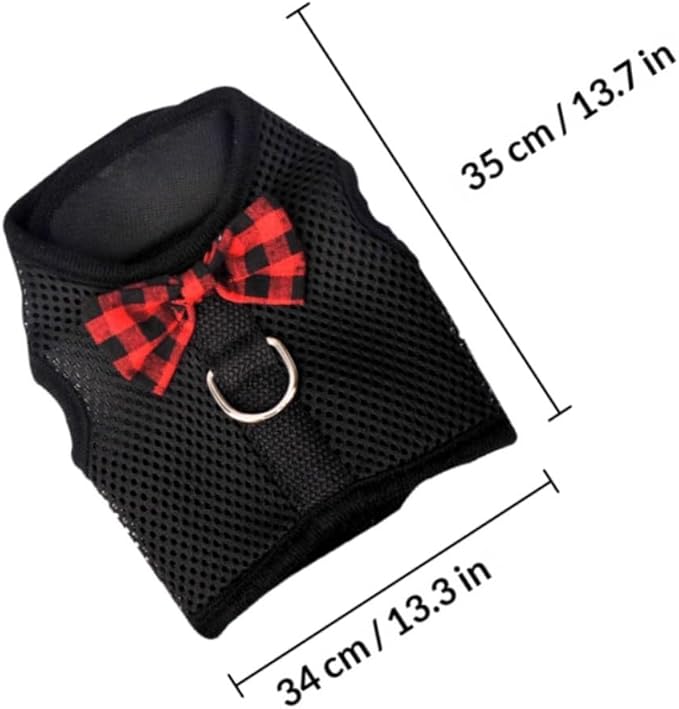 TOYANDONA Pet Vest Harness Soft Breathable Mesh Chest Strap, Black L Size 35-40cm, Adjustable Small Animal Harness for Rabbits Guinea Pigs Squirrels, Lightweight Pet Supplies