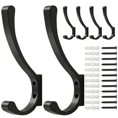Coat Hanger Hooks Wall Mount - Backpack Hooks,Metal Wall Hooks For Hanging Heavy Duty,Screw In Hooks For Hanging Clothes,Black Coat Hooks For Wall,Purse Hanger For Wall,Wall Mounted Bag Hooks (6 Pack)