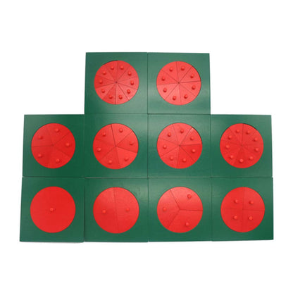 Mfumyy Montessori Wooden Circular Fractions Puzzles Board 10 Pack Learn Fractions Knob Puzzle Early Math Sensorial Education Toys for 3-6 Years
