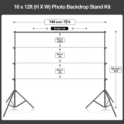 EMART Photo Backdrop Stand kit, 10 x 12 ft Back Drop Adjustable Frame for Photography, Photoshoot Banner Background Support Holder for Parties Dectoration