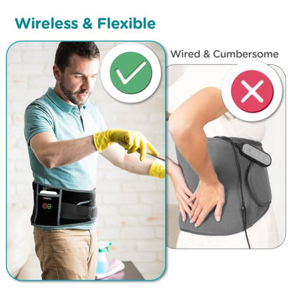 Comfytemp Cordless Heating Pad with Massager for Back Pain Relief, Portable Lower Back Massager FSA HSA Eligible Wearable, Birthday Gifts for Dad Mom Men Women Grandpa Grandma, 3 Heat, Auto-Off, 58"