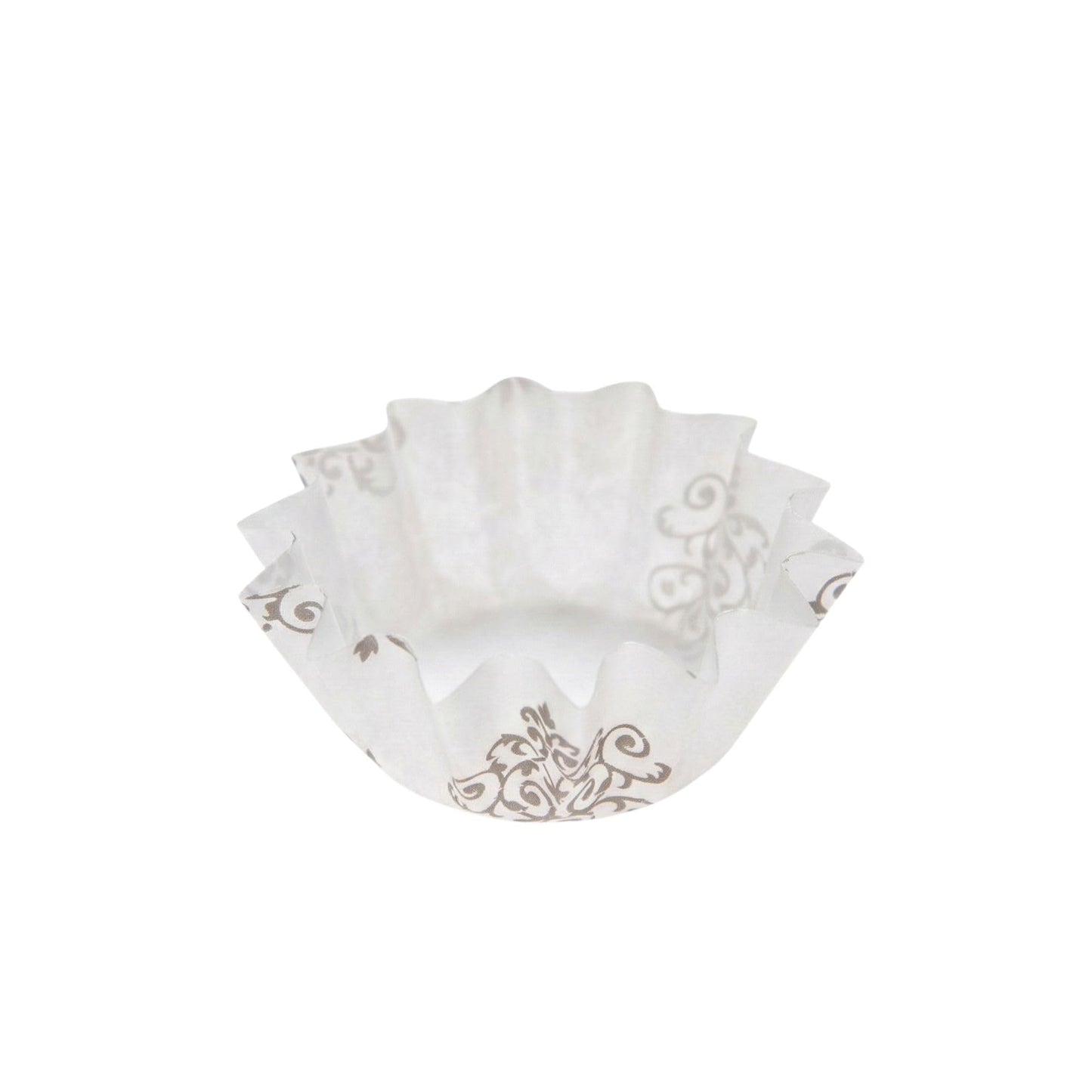 Restaurantware Panificio 0.4 Ounce Baking Cups 200 Flared Cupcake Liners - Oven-Ready Freezable Black And White Paper Muffin Cases Disposable Vintage Floral For Wedding Parties Baby Showers