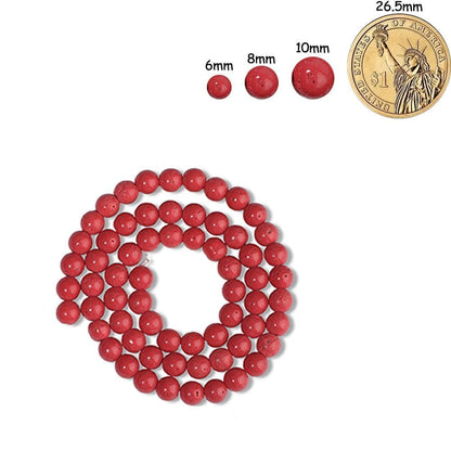 Yochus 45pcs Red Coral Beads，8mm Healing Power Natural Stone Round Loose Gemstone Beads for Jewelry Making Earring Necklace DIY Crafts
