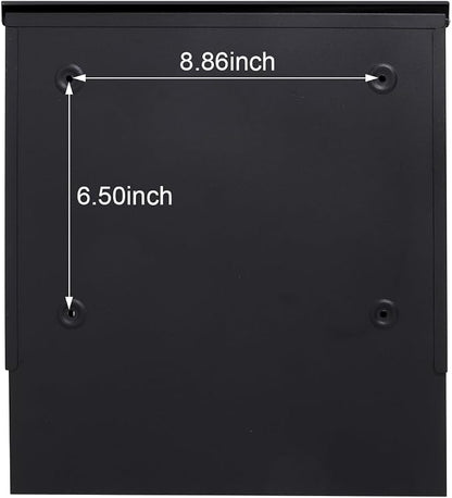 Jssmst Locking Mailbox Wall Mount- Waterproof mailboxes with Secure Key Lock and Newspaper Compartment, Key Lock Drop Box Extra Large Capacity, 12.9 x 4.1 x 14.2 Inch, SM-HPB938 Black New