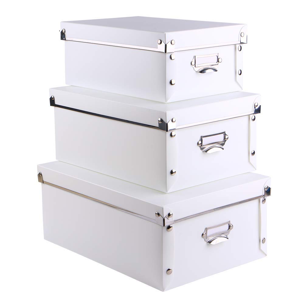 SEEKIND Decorative Storage Boxes with Lids,Water-Proof Storage Bins for Shoes,Clothes,Office …