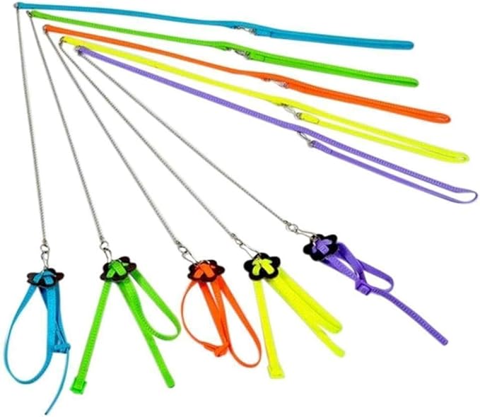 Adjustable Harness Leash for Birds 2Pack Nylon Anti-bite Outdoor Training Walking Control Rope for Parrot African Grey Cockatoo Macaw Ringneck Parakeet Cockatiel Reptile Lizard (Blue+Purple)