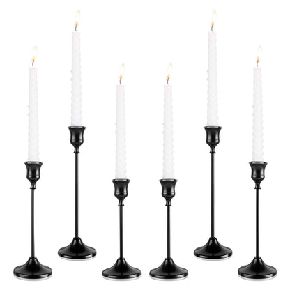 Tunyet Candlestick Holders, 6PCS Metal Taper Candle Holder, Black Candle Holders for Candlesticks, Candle Holder for Wedding Fireplace Mantel Housewarming Gift