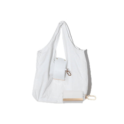Locus Amoenus Foldable Reusable Shopping Bag Keychain, Portable Eco-Friendly Grocery Tote Bag for Women, Lightweight Travel Shopping Bag (white)