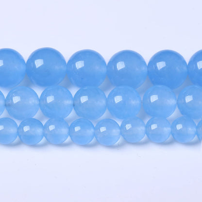 90PCS 4MM Aquamarine Chalcedony Stone Beads Natural Gemstone Bead Crystal Healing Energy Jewelry Making DIY 15 inches