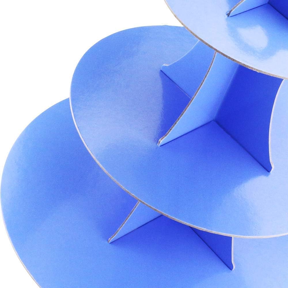 Faxco 3 Pack Cupcake Stand, 3-Tier Colorful Round Cardboard Cup Cake Tower Dessert Holder Stand, Reusable Pastry Serving Platter Food Display, Birthday Wedding Special Event Decoration