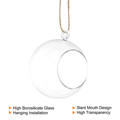 PATIKIL Round Globe Terrarium Air Plant Planter, 4 Inch High Borosilicate Glass Hanging Decorations for Succulent, Tillandsia, Clear