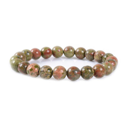 Justinstones Natural Unakite Gemstone 8mm Round Beads Stretch Bracelet 7 Inch Unisex