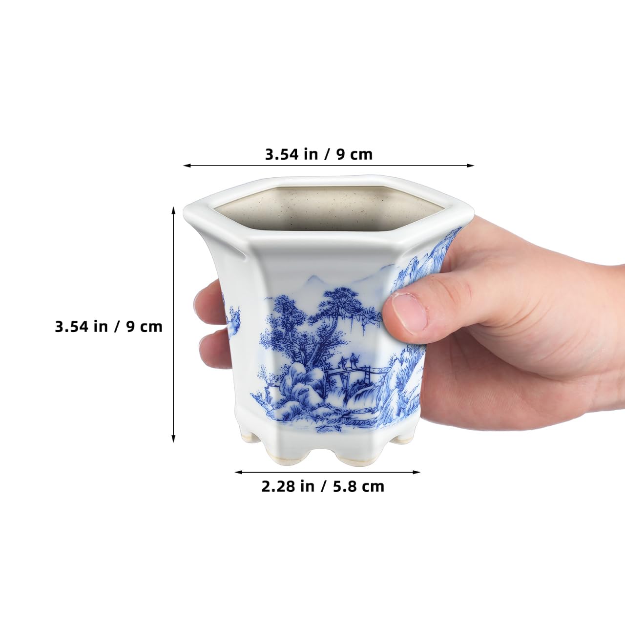 Toddmomy Blue and White Planter: Succulent Pots Ceramic Flower Pot Chinese Style Porcelain Planter Container for Office Desk Balcony Outdoor Garden