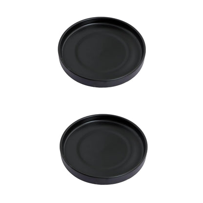 Woiida 12 inch Matte Blcak Ceramic Plant Saucer Set of 2 with Plant Saucer mat