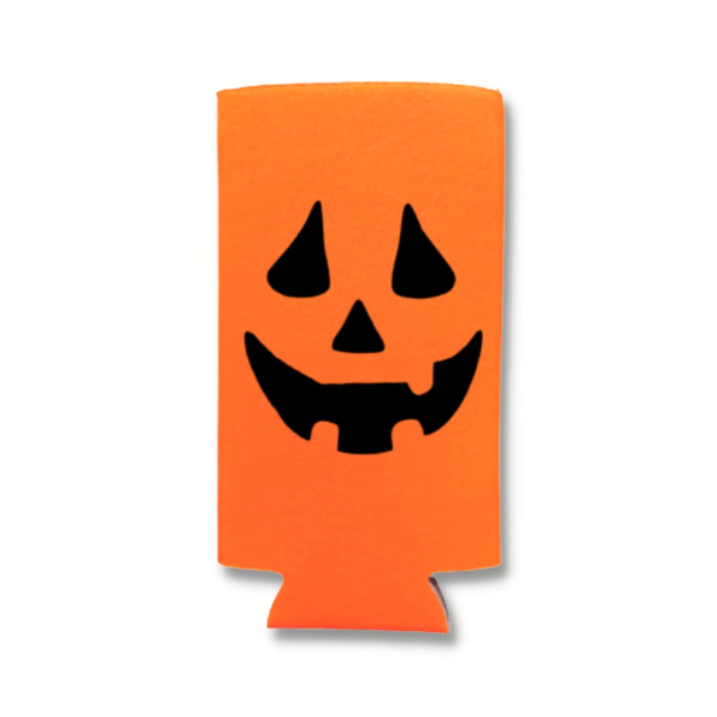Halloween Jack-O-Lantern Slim Can Cooler - Halloween Skinny Coolies - Pumpkin Halloween Party Gift - Halloween Costume - Halloween Party (Orange)