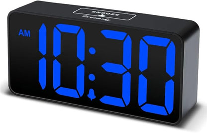 DreamSky Small Digital Alarm Clock for Bedroom with Large Big Numbers | Electric Bedside Desk Clock with USB Charging Port, Brightness Dimmer, Adjustable Alarm Volume, USB-C Adapter Powered
