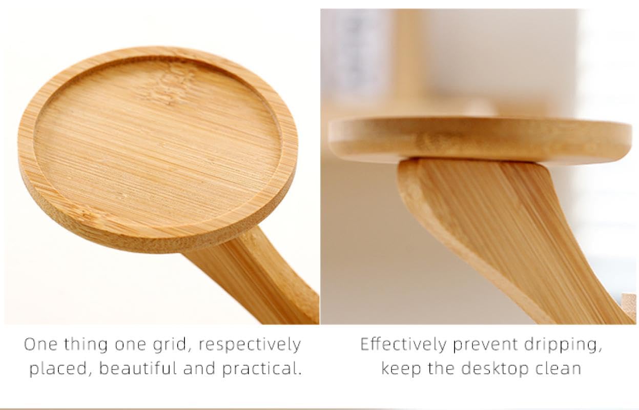 YYW Succulent Pots with Drainage Ceramic Plant Pot Indoor Small Flower Cactus Pots with Tree Tier Bamboo Stand Shallow Planter for Garden Windows Home Office Decor Plant Lovers Gifts