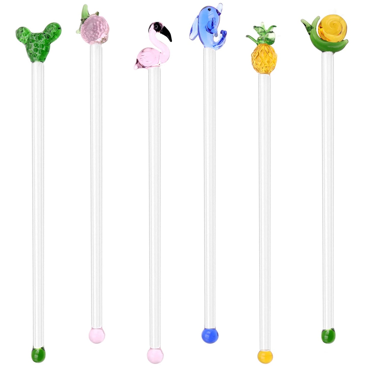 6 Pcs Glass Swizzle Stick Coffee Cocktail Juice Milk Drink Swizzle Stick Transparent Glass Stir