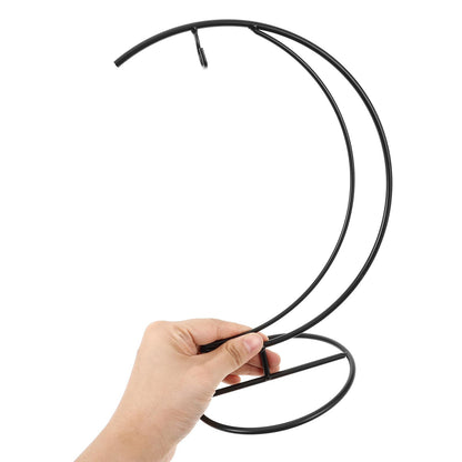 Cabilock Moon-shaped Hanging Hook Stand 2pcs Black Metal Vase Hanging Stand Terrarium Display Rack Air Plant Holder Indoor Outdoor Decorative Plant Bracket