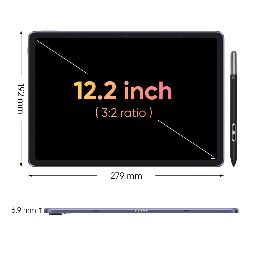 XPPen Magic Drawing Pad 12.2 Inch Standalone Drawing Tablet No Computer Needed with 16384 Pressure Levels X3 Pro Slim Stylus Tilt Support Paper-Like Screen 8GB + 256GB for Digital Drawing Artists