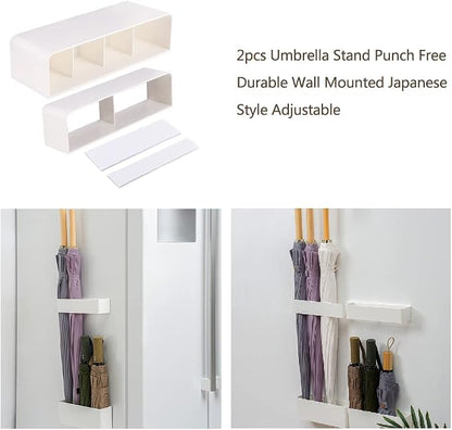 Umbrella Stand Holder Indoor, Wall Mounted No Punching Umbrella Storage Rack, Detachable Japanese Style Umbrella Stand Space Saving for Hotel Hallway Home Office