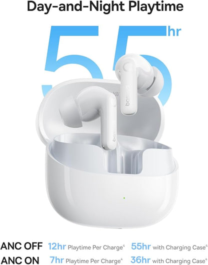 Baseus Bass BP1 Pro Noise Cancelling Wireless Earbuds, Real-Time Adaptive Noise Cancelling, Adaptive Active EQ, LDAC Hi-Res Sound, 6-Mic AI Clear Calls, 55H Playtime, IP55 Waterproof, Bluetooth 6.0