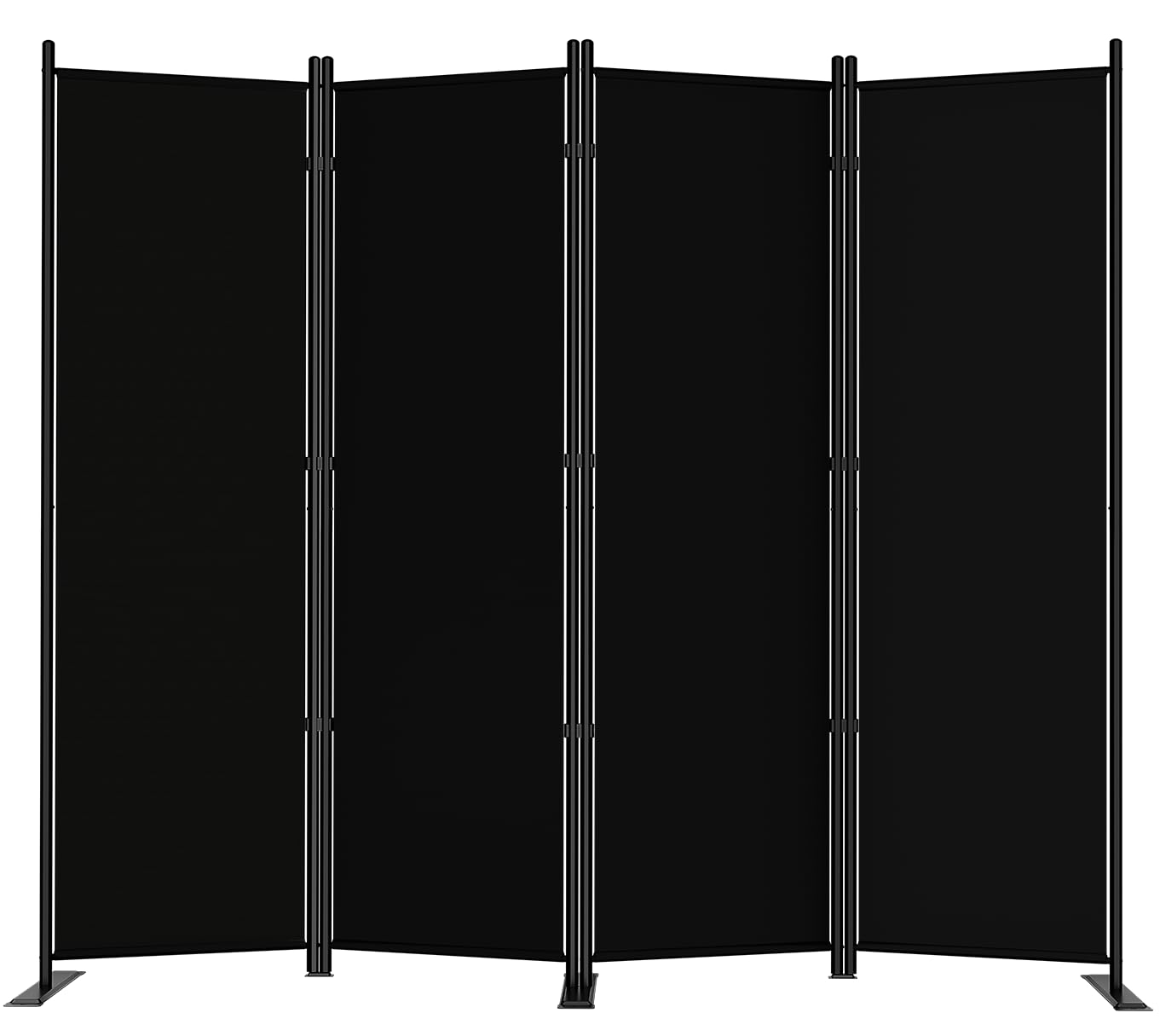 SUNALLY Room Divider 6FT Folding Privacy Screens, 4 Panel Fabric Divider for Room Separation, 88" W Freestanding Portable Wall Dividers Screen for Home Dorm Studio Office, Black