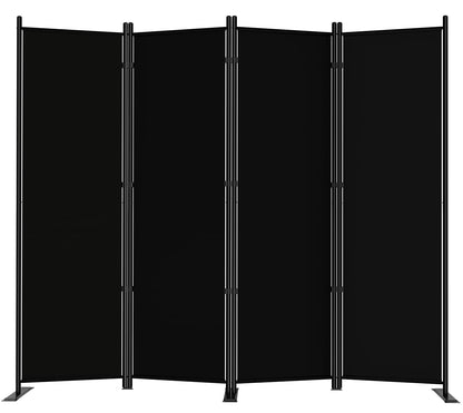 SUNALLY Room Divider 6FT Folding Privacy Screens, 4 Panel Fabric Divider for Room Separation, 88" W Freestanding Portable Wall Dividers Screen for Home Dorm Studio Office, Black