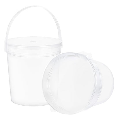 15 Pack Plastic Rum Buckets for Drinks, 32 OZ Cocktail Buckets Reusable Smoothie Bucket with Lid and Straw, 1Liter Large Ice Cream Pails for Halloween Football Parties Bar Beer