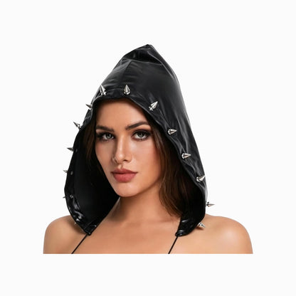 JAZTAKU Punk Doo Rags Leather Skull Cap Black Studded Hat for Biker Bandana for Riding & Outdoor Activities