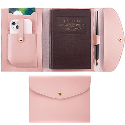 CRASPIRE A5 Leather Notebooks Cover for Pink PU Journal Planner Travelers Notebook with Card Slots Pen Holder File Folder Business Pocket Documents Portfolio Organizer Briefcase for Refillable Notepad