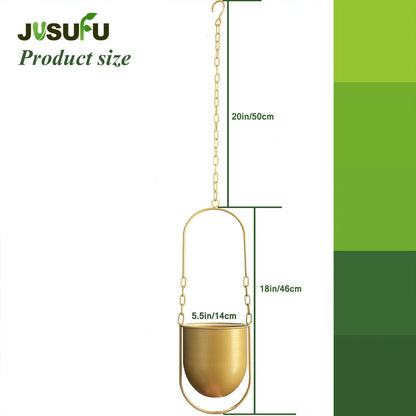 JUSUFU Metal Hanging Planters for Indoor & Outdoor, No Plant Included(Gold)